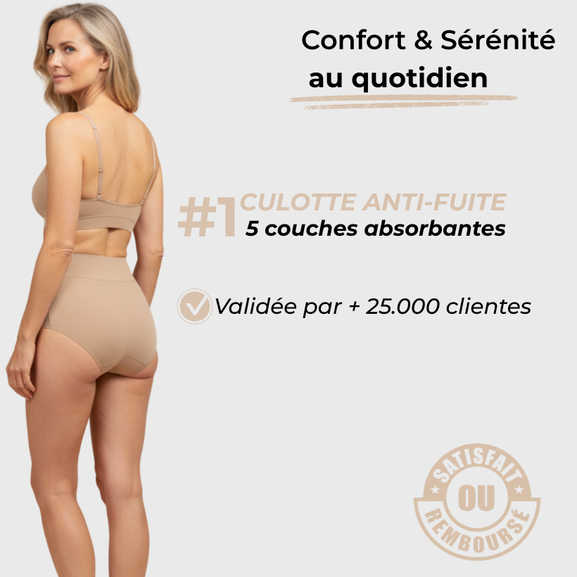 Culottes d’incontinence & menstruelles taille haute ultra-absorbantes