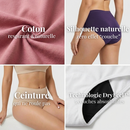 Culottes d’incontinence & menstruelles taille haute ultra-absorbantes